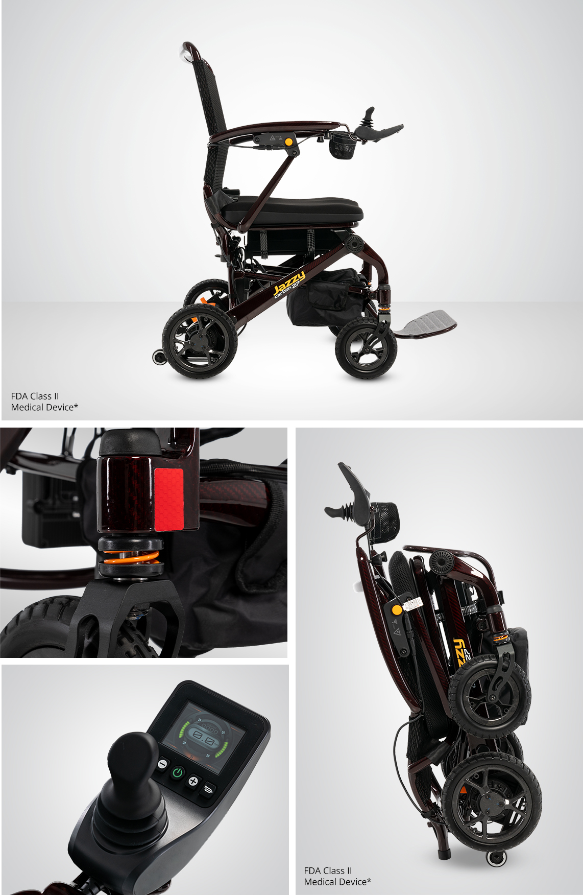 Jazzy Carbon 27 Ultra Lite Folding Power Wheelchair 275 lb Capacity