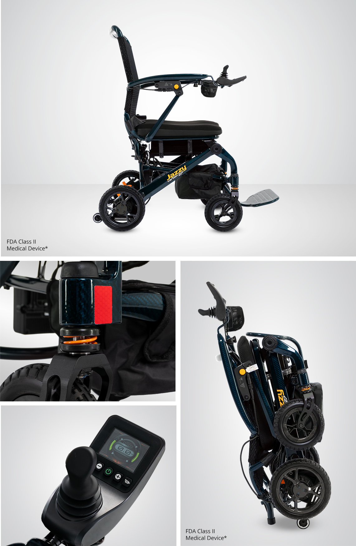 Jazzy Carbon 27 Ultra Lite Folding Power Wheelchair 275 lb Capacity