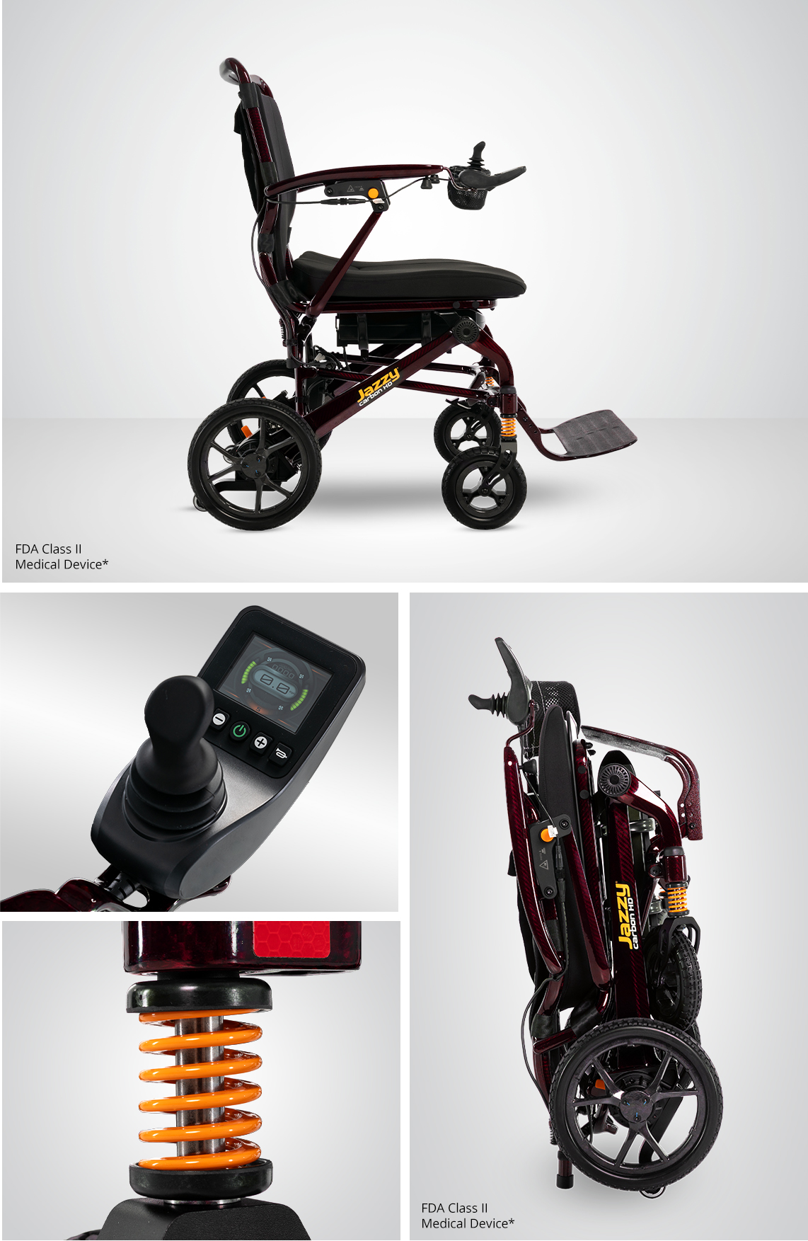 Jazzy Carbon HD Lite Folding Power Wheelchair 400 lb Capacity
