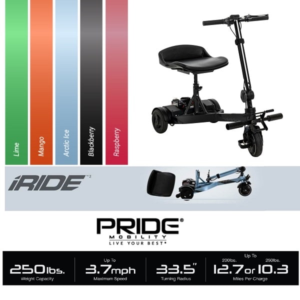 iRide Pride Folding Scooter - 200 Lb Cap