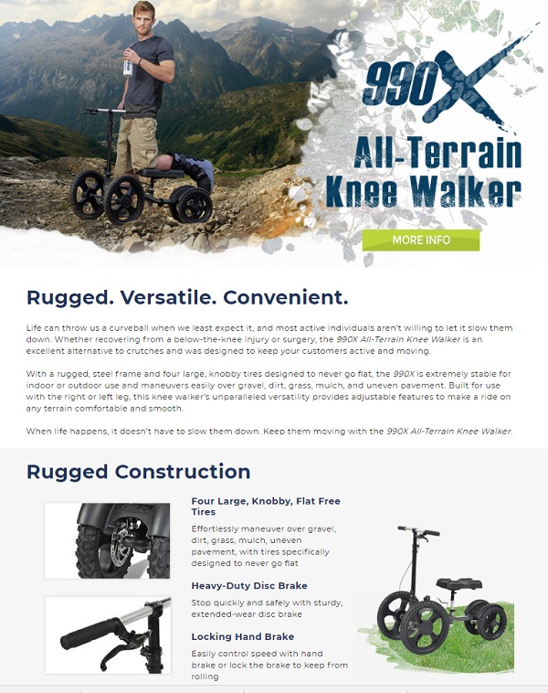 All Terrain Knee Walker and Knee Scooter-340 Lbs Capacity