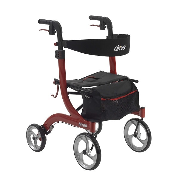 Tall Nitro Aluminum Rollator With Suspension System - 300 Lb Cap