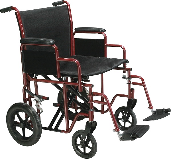 22" Wide Bariatric Transport Chair-450 Lbs Cap