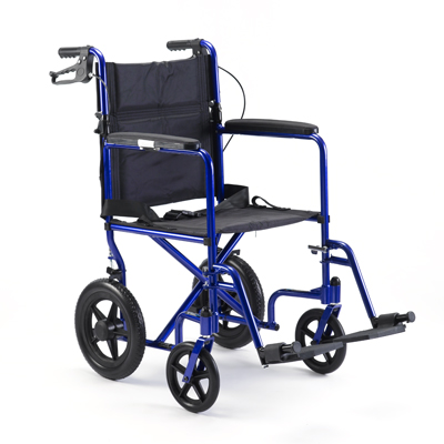 BLUE LIGHT ALUMINUM WEIGHT TRANSPORT CHAIR: BLUE LIGHT ALUMINUM WEIGHT TRANSPORT CHAIR