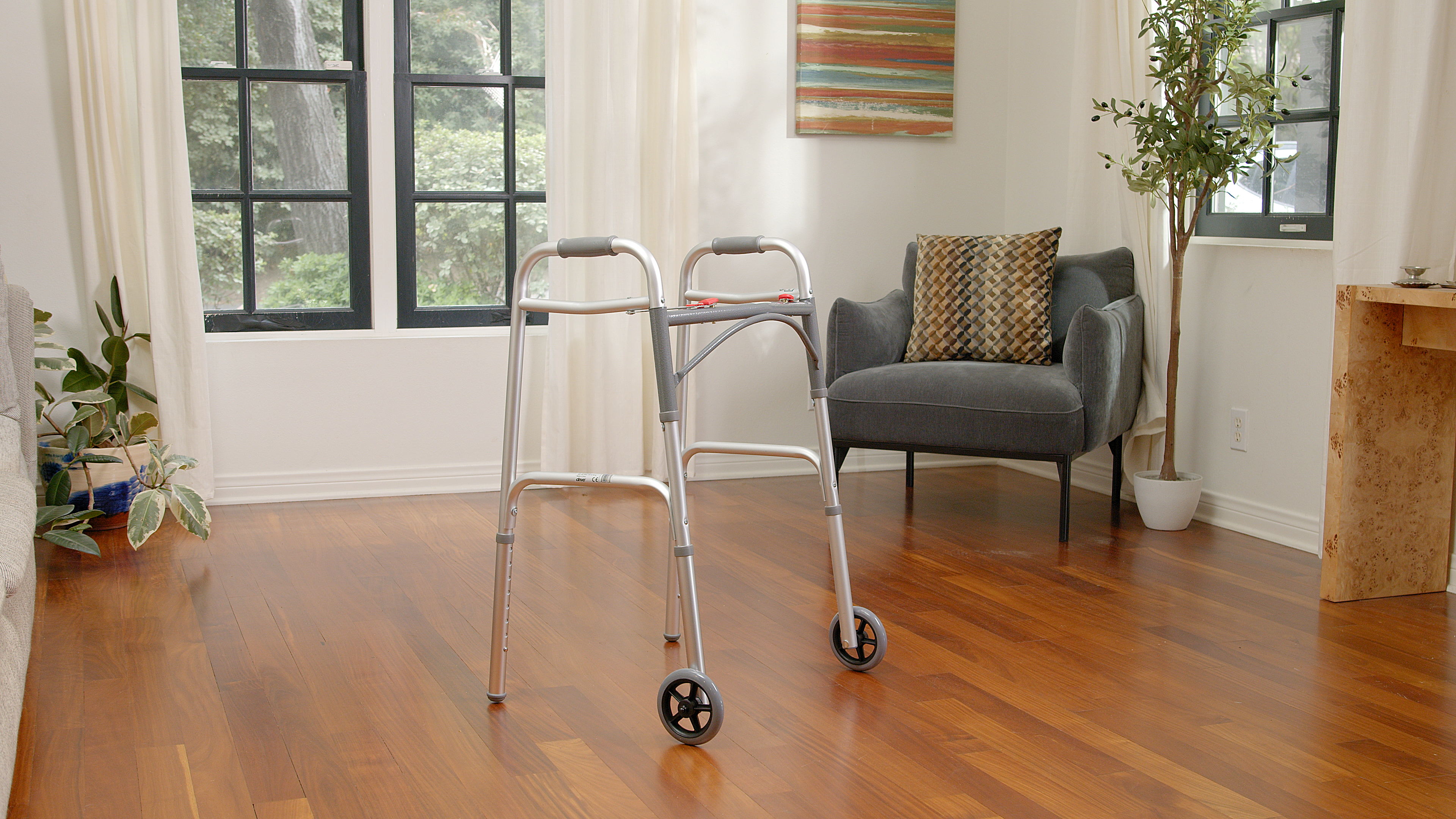 Drive Medical 10210 folding walker in home use