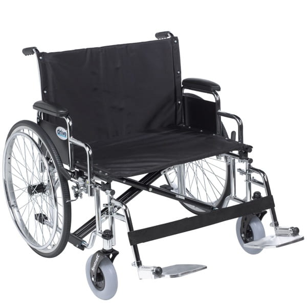 bariatric sentra ec heavy duty extra extra wide wheelchair 26w x 20d detachable desk arms and swing away footrests