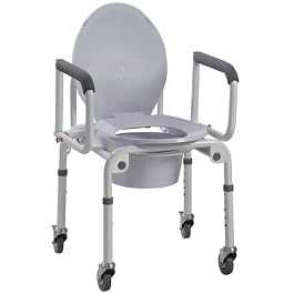 drop arm commode wheels and paddred armrests 300 lbs cap