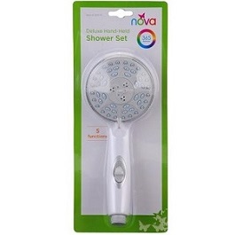 5 function deluxe hand held shower set
