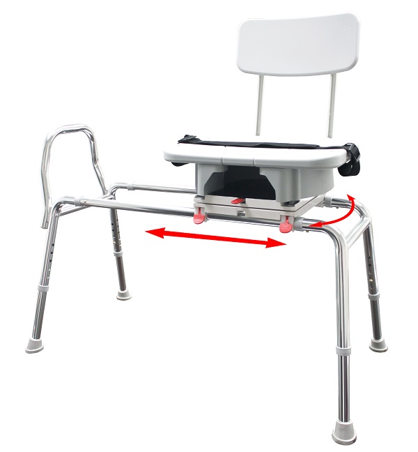 Sliding Tub Mount Transfer Bench With Swivel Seat and Back