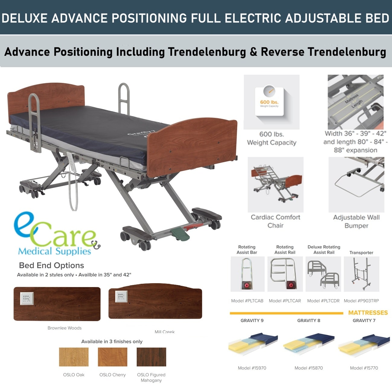 Long Term Care Fully Adjustable Trendelenburg Low Bed