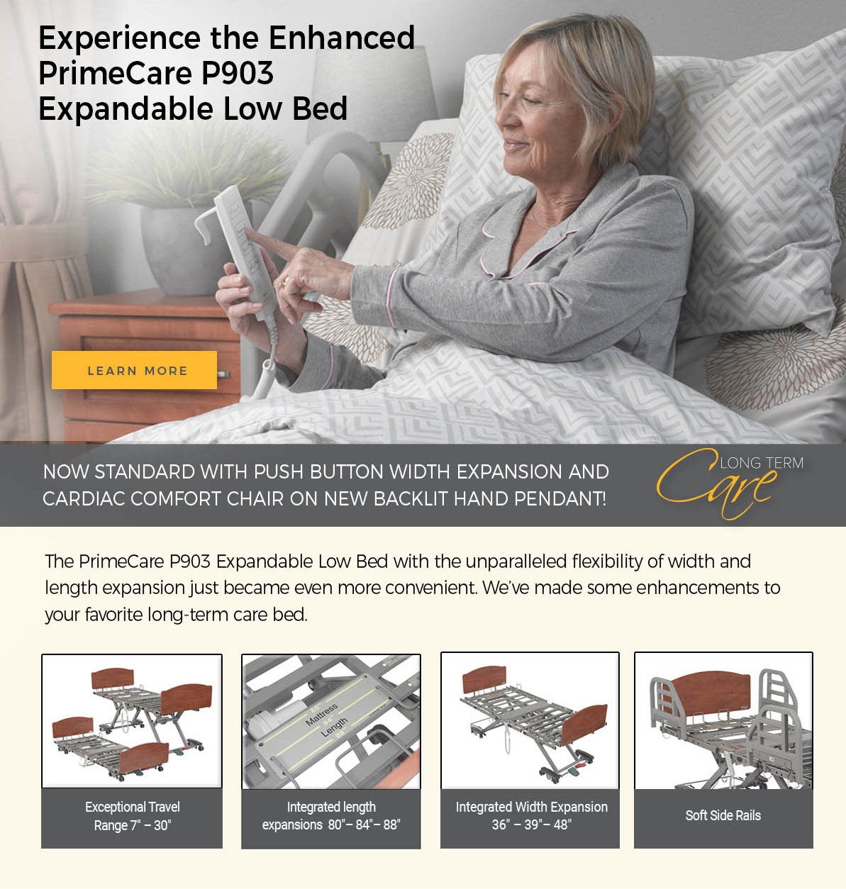 Prime Care Long Term Care Fully Adjustable Trendelenburg Low Bed