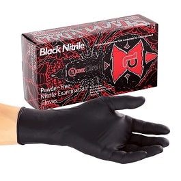 1 case nitrile black widow gloves powder free 1000 count