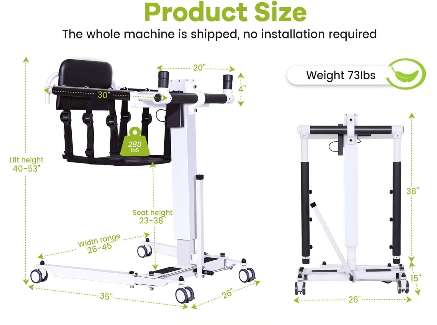 Electric Patient Transfer Lift Chair - Portable & Foldable