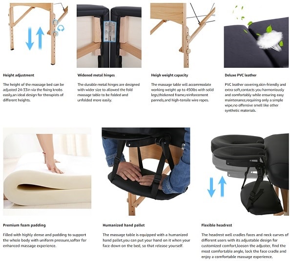 Portable & Adjustable Folding Massage Table