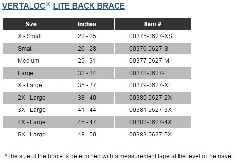 Vertaloc Lite Back Support Brace