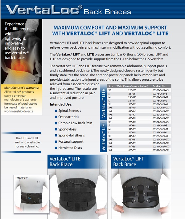 Vertaloc Lite Back Support Brace